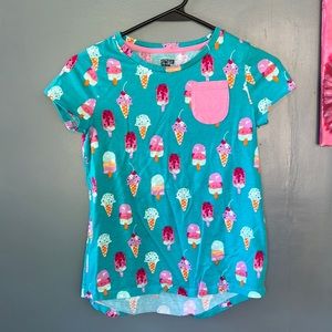 Girls 👧 Spotted Zebra, (12)XL, ice cream T-shirt w/pink pocket